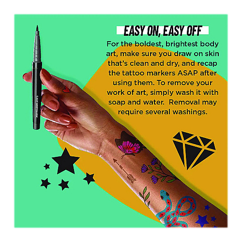 BIC BodyMark Temporary Tattoo Markers, Fine Brush Tip, Assorted Colors, 8/Pack (MTBP81AST)