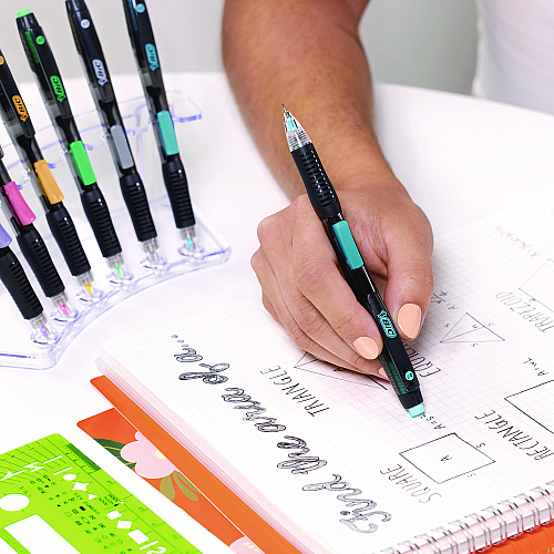 BIC Break-Resistant Mechanical Pencils with Erasers, 0.7 mm, HB (#2), Black Lead, Assorted Barrel Colors, 12/Pack (MV7PR11BLK)