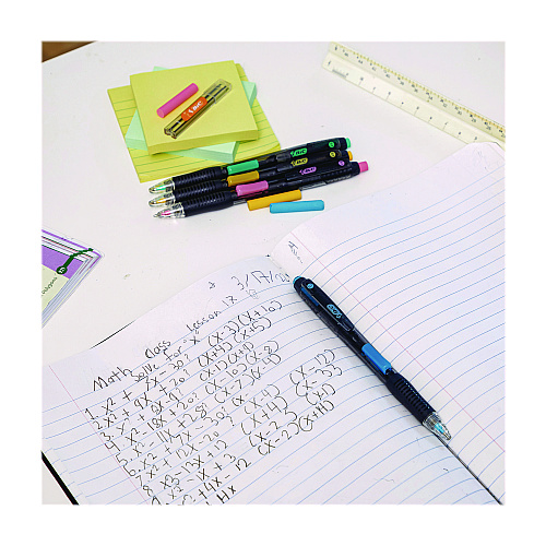 BIC Break-Resistant Mechanical Pencils with Erasers, 0.7 mm, HB (#2), Black Lead, Assorted Barrel Colors, 4/Pack (MV7PRP4BLK)