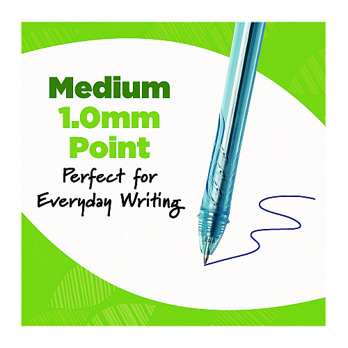 BIC Ecolutions Gel Pen, Retractable, Medium 1 mm, Blue Ink, Blue Barrel, 12/Pack (RGLE11BLU)
