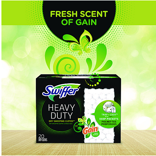 Swiffer Heavy-Duty Dry Refill Cloths, 7.8 x 10.3, Gain Original Scent, White, 20 Cloths/Box (94136)