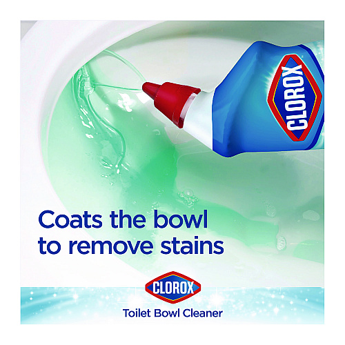 Clorox Disinfecting Toilet Bowl Cleaner with Bleach, Rain Clean Scent, 24 oz Bottle, 2/Pack (30924)