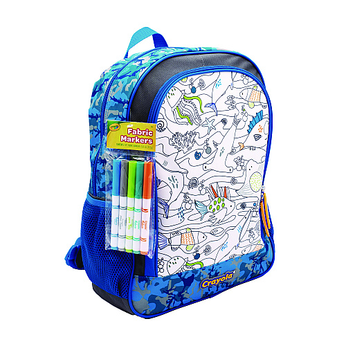 Crayola Color-Your-Own Backpack, Oceanfront, 15 x 5 x 16, Blue/Black (B23CL56806ST)