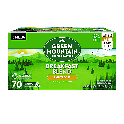 Keurig Breakfast Blend Coffee K-Cup Pods, Regular, 70/Box (5000373741)