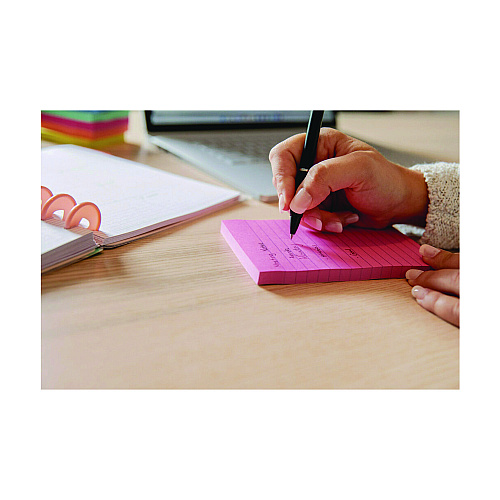 Post-it Note Pads in Summer Joy Color Collection Colors, 4" x 6", Note Ruled, 90 Sheets/Pad, 5 Pads/Pack (6605SSJOY)