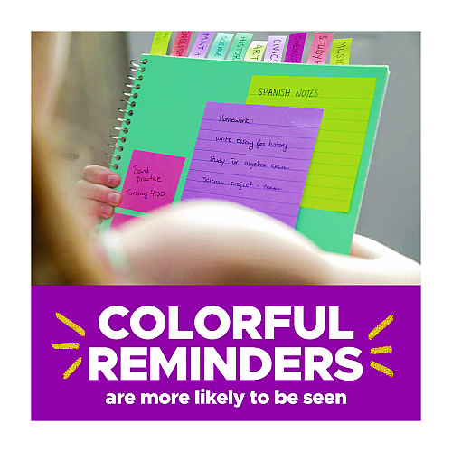 Post-it Note Pads in Summer Joy Collection, 4" x 4", Note Ruled, 90 Sheets/Pad, 4 Pads/Pack (6754SSJOY)