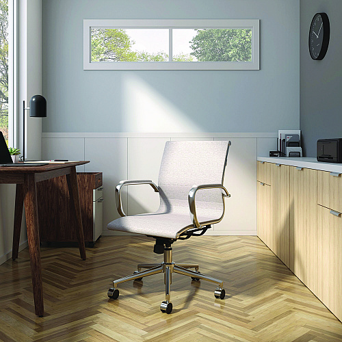 Union & Scale Everell Fabric Managers Chair, Supports up to 275 lb, 16.4" to 20.1" Seat Height, Heather Gray Seat/Back, Chrome Base (UN53279CC)
