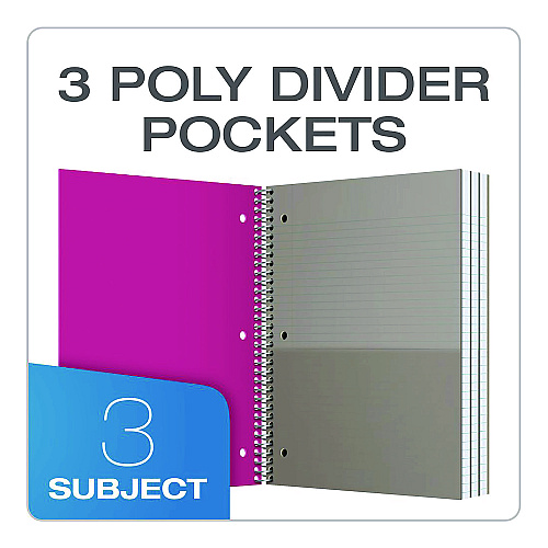 Oxford Three-Subject Notebook, 3 Subject, College Rule, Randomly Assorted Cover Color, (150) 11 x 9 Sheets (10586)