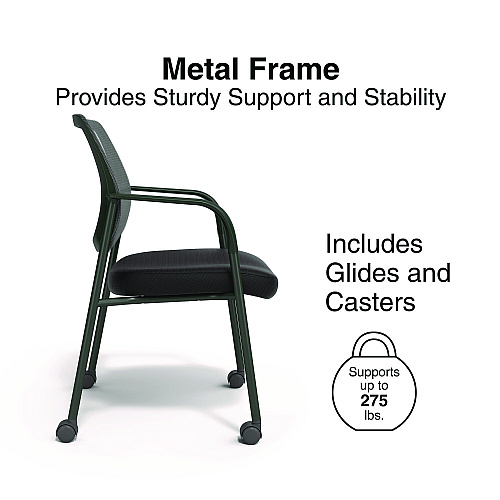 Union & Scale Essentials Mesh Back Fabric Guest Chair, 24.41" x 23.62" x 35.04", Black Seat, Black Back, Black Frame (UN61297)