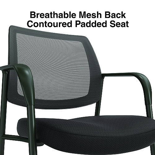 Union & Scale Essentials Mesh Back Fabric Guest Chair, 24.41" x 23.62" x 35.04", Black Seat, Black Back, Black Frame (UN61297)
