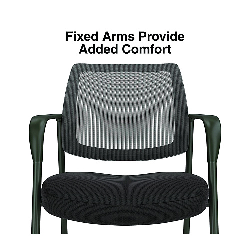 Union & Scale Essentials Mesh Back Fabric Guest Chair, 24.41" x 23.62" x 35.04", Black Seat, Black Back, Black Frame (UN61297)