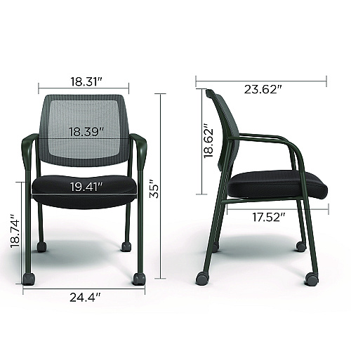 Union & Scale Essentials Mesh Back Fabric Guest Chair, 24.41" x 23.62" x 35.04", Black Seat, Black Back, Black Frame (UN61297)