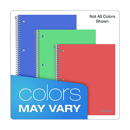 Oxford Poly One-Subject Notebook, 1 Subject, College Rule, Randomly Assorted Cover Color, (100) 11 x 9 Sheets (10590)