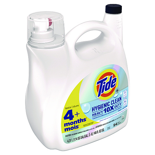 Tide Hygienic Clean Heavy 10x Duty Liquid Laundry Detergent, Unscented, 146 oz Bottle (3077209452)