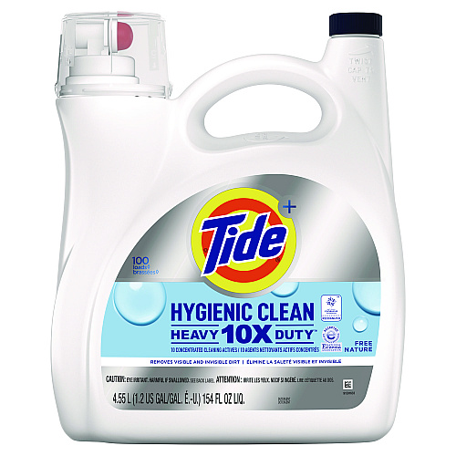Tide Hygienic Clean Heavy 10x Duty Liquid Laundry Detergent, Unscented, 146 oz Bottle (3077209452)
