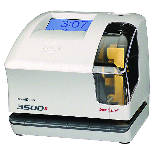 Pyramid 3500 Smart Site Punch Card Time Clock System, DC Powered Operation, Light Gray (3500SS)