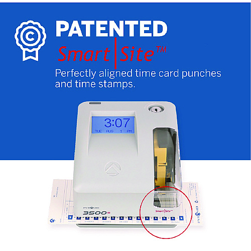 Pyramid 3500 Smart Site Punch Card Time Clock System, DC Powered Operation, Light Gray (3500SS)