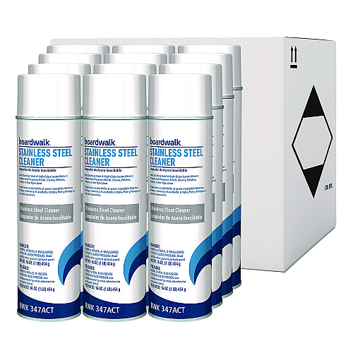 Boardwalk&reg; Stainless Steel Cleaner & Polish, 12 Cans (BWK347ACT)