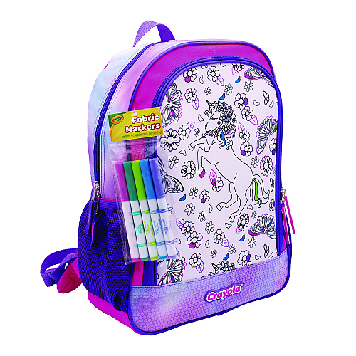 Crayola Color-Your-Own Backpack, Mystical Unicorn, 15 x 5 x 16, Pink/Purple (B23CL56804ST)