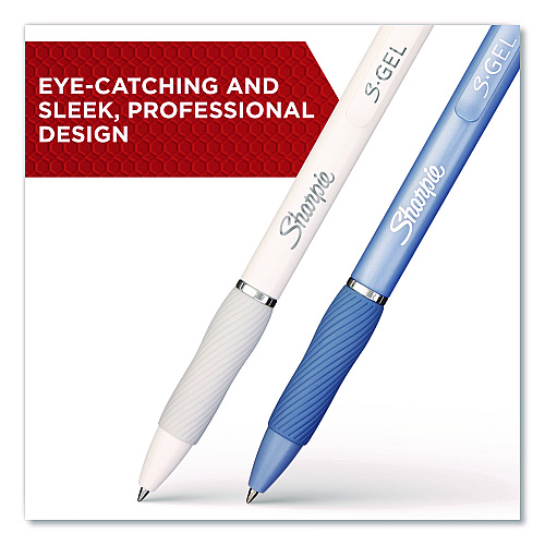 Sharpie S-Gel Gel Pen, Retractable, Medium 0.7 mm, Black; Blue Ink, Black; Gray; White Barrels, 12/Pack (2129832)