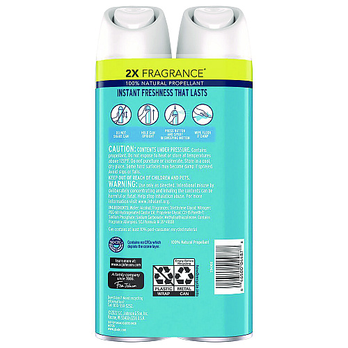 Glade Air Freshener, Aqua Waves Scent, 8.3 oz Aerosol Spray, 2/Pack (357471)