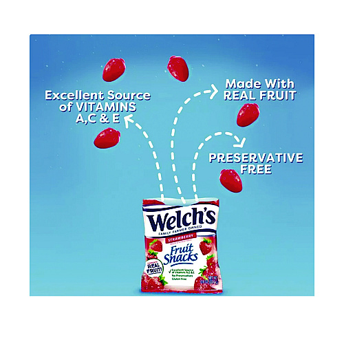Welch's Fruit Snacks, Strawberry, 5 oz Pouch, 12/Box (PIM05096)
