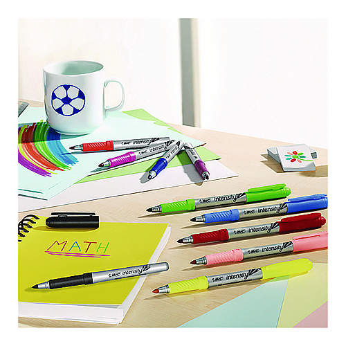 BIC Intensity Fine Tip Permanent Marker, Fine Bullet Tip, Assorted Colors, Dozen (GPMAP12NAST)
