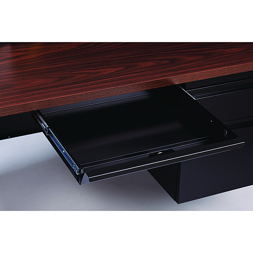 Alera Double Pedestal Steel Desk, 60" x 30" x 29.5", Mocha/Black, Black Legs (ALEHSD6030BM)