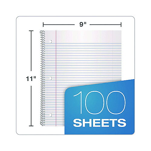 Oxford Poly One-Subject Notebook, 1 Subject, College Rule, Randomly Assorted Cover Color, (100) 11 x 9 Sheets (10590)
