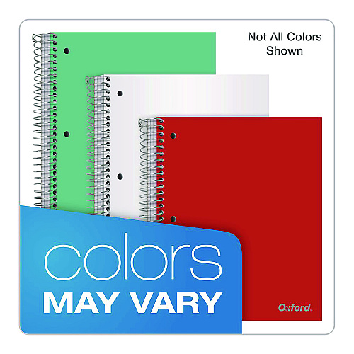 Oxford Three-Subject Notebook, 3 Subject, College Rule, Randomly Assorted Cover Color, (150) 11 x 9 Sheets (10586)