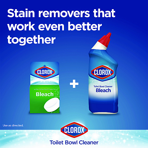 Clorox Disinfecting Toilet Bowl Cleaner with Bleach, Rain Clean Scent, 24 oz Bottle, 2/Pack (30924)