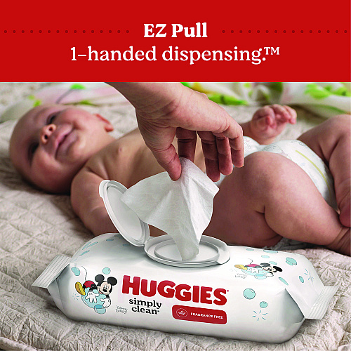 Huggies Simply Clean Fragrance Free Baby Wipes, 64/Pack, 11 Packs/Carton (53611)