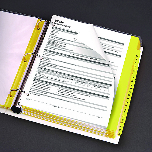 Avery Heavy-Duty Preprinted Safety Data Sheet Binder, 3 Rings, 2" Capacity, 11 x 8.5, Yellow/Red (18951)