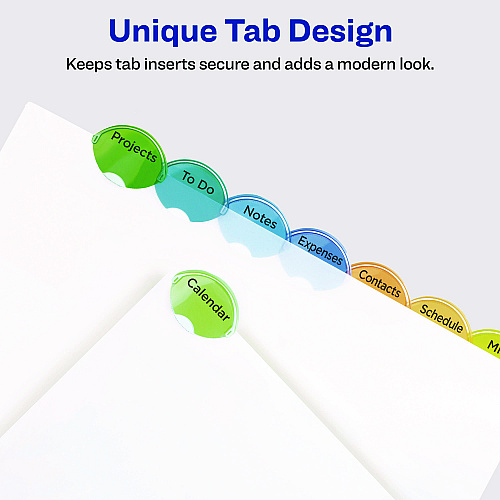 Avery Insertable Style Edge Tab Plastic 1-Pocket Dividers, 8-Tab, 11.25 x 9.25, Translucent, 1 Set (11293)