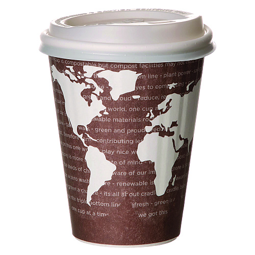 Eco-Products World Art Renewable and Compostable Insulated Hot Cups, PLA, 8 oz, 40/Pack, 20 Packs/Carton (EPBNHC8WD)