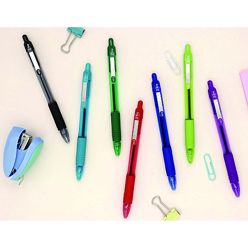 Zebra Z-Grip Ballpoint Pen, Retractable, Medium 1 mm, Assorted Artistic Ink Colors, Assorted Barrel Colors, 24/Pack (12271)