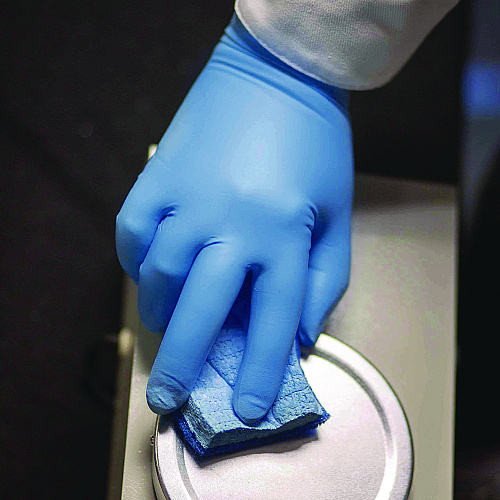 GloveWorks by AMMEX Blue Nitrile Exam Gloves, Powder-Free, Large, Blue, 8 mil, 50/Box, 10 Boxes/Carton (GPNHD66100)
