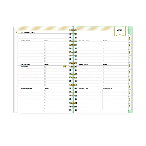 Blue Sky Day Designer "Secret Garden Mint" Academic Year Weekly/Monthly Notes Planner, 8 x 5, 12-Month (July to June): 2025-2026 (137900)