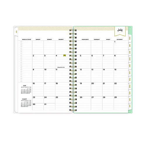 Blue Sky Day Designer "Secret Garden Mint" Academic Year Weekly/Monthly Notes Planner, 8 x 5, 12-Month (July to June): 2025-2026 (137900)