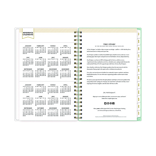 Blue Sky Day Designer "Secret Garden Mint" Academic Year Weekly/Monthly Notes Planner, 8 x 5, 12-Month (July to June): 2025-2026 (137900)
