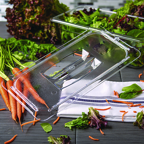Carlisle StorPlus Polycarbonate Handled Universal Lid, 7 x 12.5 x 0.88, Clear, Plastic (10270U07)