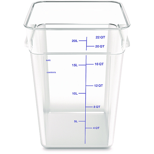 Carlisle Squares Polycarbonate Food Storage Container, 22 qt, 11 13 x 11.13 x 15.72, Clear, Plastic (1195607)