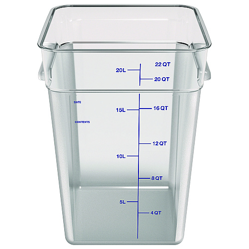 Carlisle Squares Polycarbonate Food Storage Container, 22 qt, 11 13 x 11.13 x 15.72, Clear, Plastic (1195607)