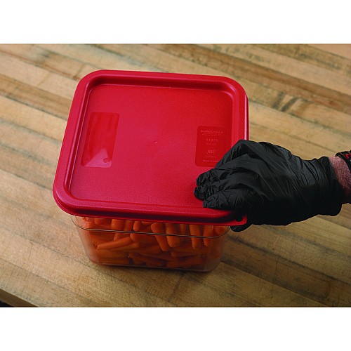 Carlisle Squares Food Storage Container Lid, 9 x 9 x 0.63, Red, Plastic (1197105)