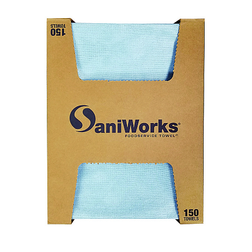 SaniWorks Deluxe Foodservice Wiper, 1-Ply, 13 x 21, Blue, 150/Carton (NF310QCBA)