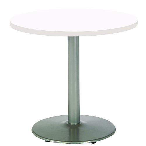 KFI Studios Pedestal Table with Four Navy Kool Series Chairs, Round, 36" Dia x 29h, Designer White (811774036665)