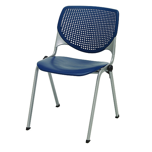KFI Studios Pedestal Table with Four Navy Kool Series Chairs, Round, 36" Dia x 29h, Designer White (811774036665)