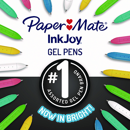 Paper Mate InkJoy Gel Bright Retractable Pen, Medium 0.7 mm, Assorted Ink/Barrel Colors, 6/Pack (2173765)