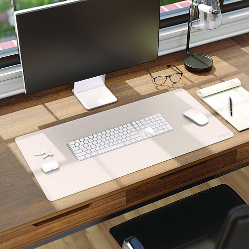 Smead Vegan Leather Desk Pads, 31.5 x 15.7, SandStone (64831)