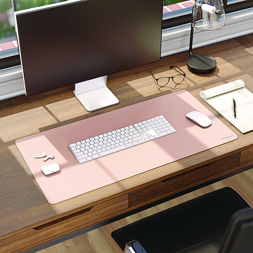 Smead Vegan Leather Desk Pads, 31.5 x 15.7, Light Pink (64834)